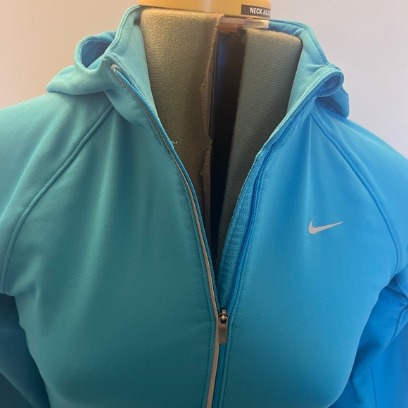 Nike Dri-Fit Hooded Pull Over Ladiesx XS teal, thumb holes 1/4 zipper - Picture 5 of 11
